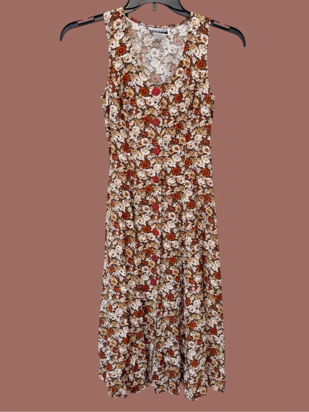 Vintage fall floral midi dress